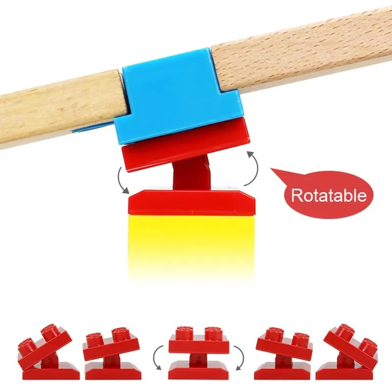 5/10pcs Wooden Track Connectors Universal Rotatable Building Blocks Connection Adapters fit for Brand Wooden Train Tracks Toys