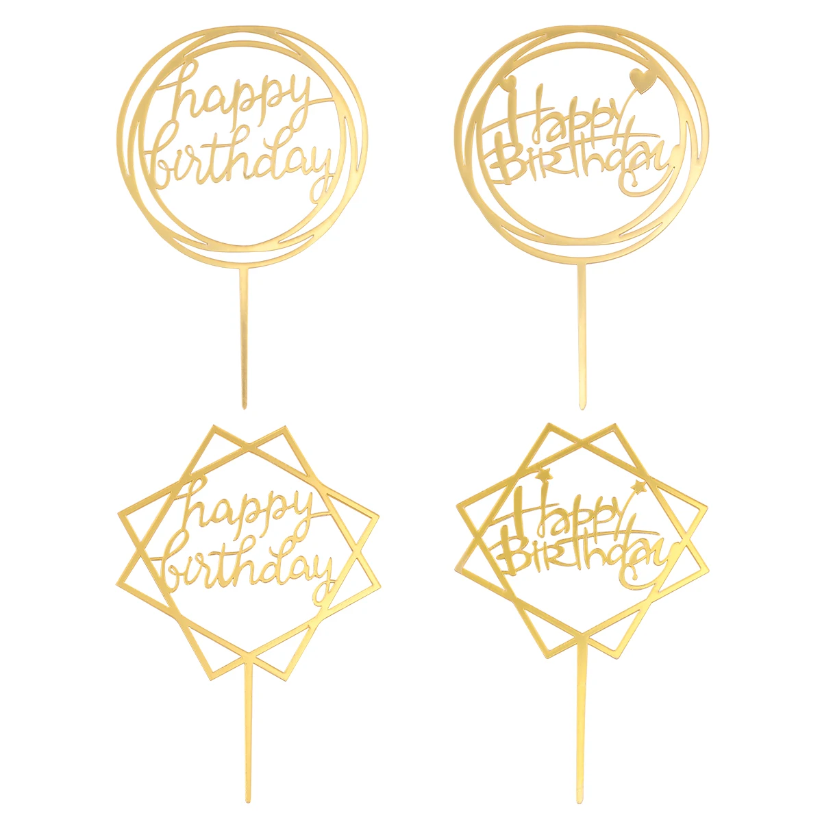 

4 Pcs Birthday Cake Insert Festival Decorations Picks Handmade Toppers Fruit Acrylic for Cakes