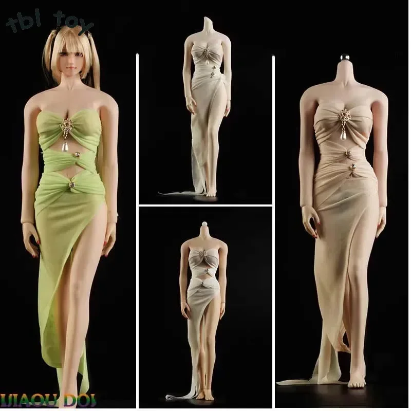 Fashion 1/6 Female Solider Dress with Strapless Streamers Dress Clothes Model for 12 Inch Action Figure Product Hobby