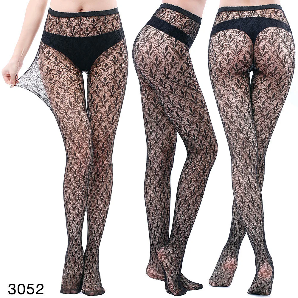Neuartige Übergrößen-Netzstrumpfhose Sexy Hohle Spitzenstrümpfe Schwarze Overknee-Strümpfe für Damen Dessous – Detail 24