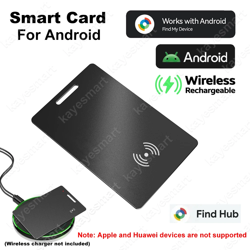 Smart Wallet Tracker Card Bluetooth Tracker per Android Chiave anti-smarrimento Localizzatore di bagagli Localizzatore di animali Funziona con l'app Google Trova Hub