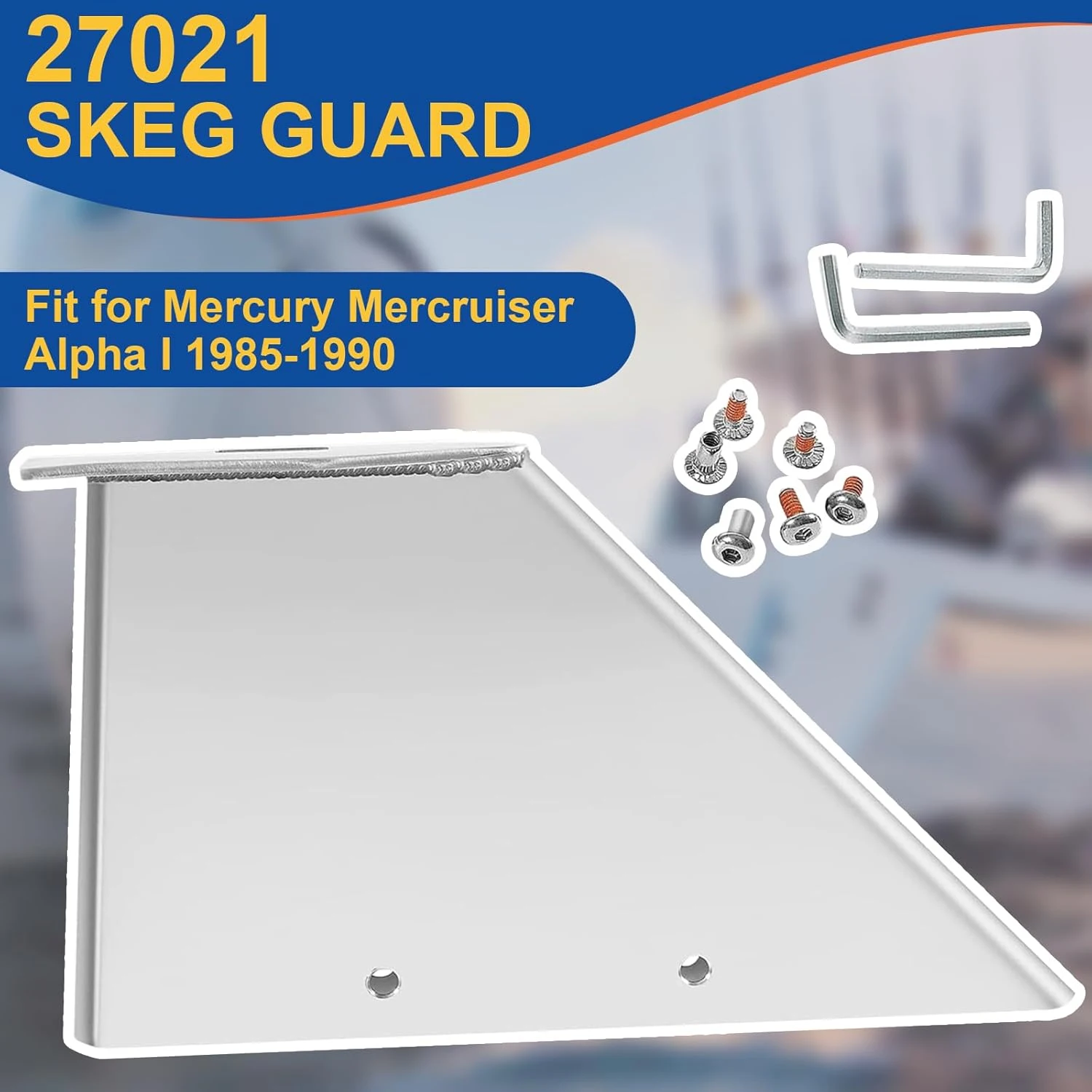 

ESUYA Skeg Guard Safe-Skeg Protector #27021 for Mercruiser Alpha 1 1985-1990 Steel Skeg Repair Skeg Equipment with Drain Hole