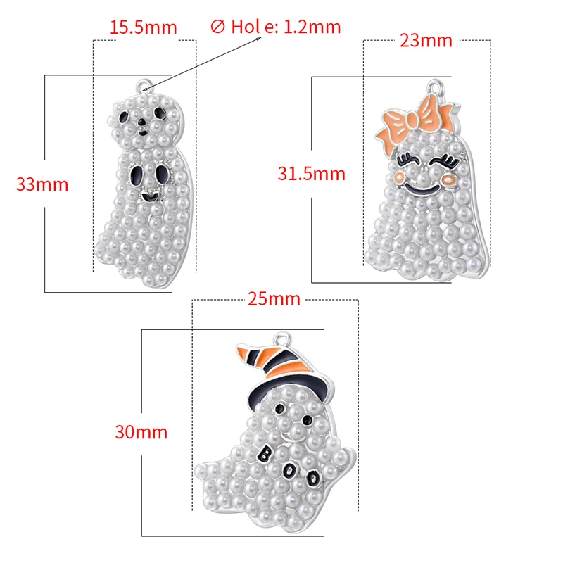 ZHUKOU Halloween Jewelry Adorable Sweet Pearl Ghost Charm Pendant Women's Jewelry Making Accessories:VD2022-VD2024