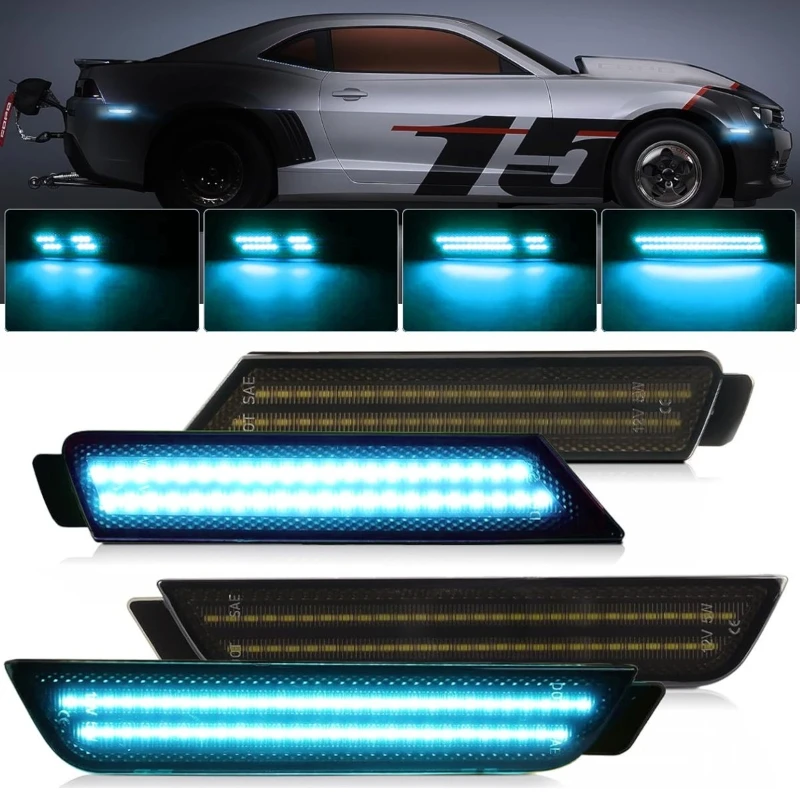 4Pcs Car Dynamic LED Side Marker Lights Turn Signal Lamp Accessories For Chevy Camaro 2010-2015