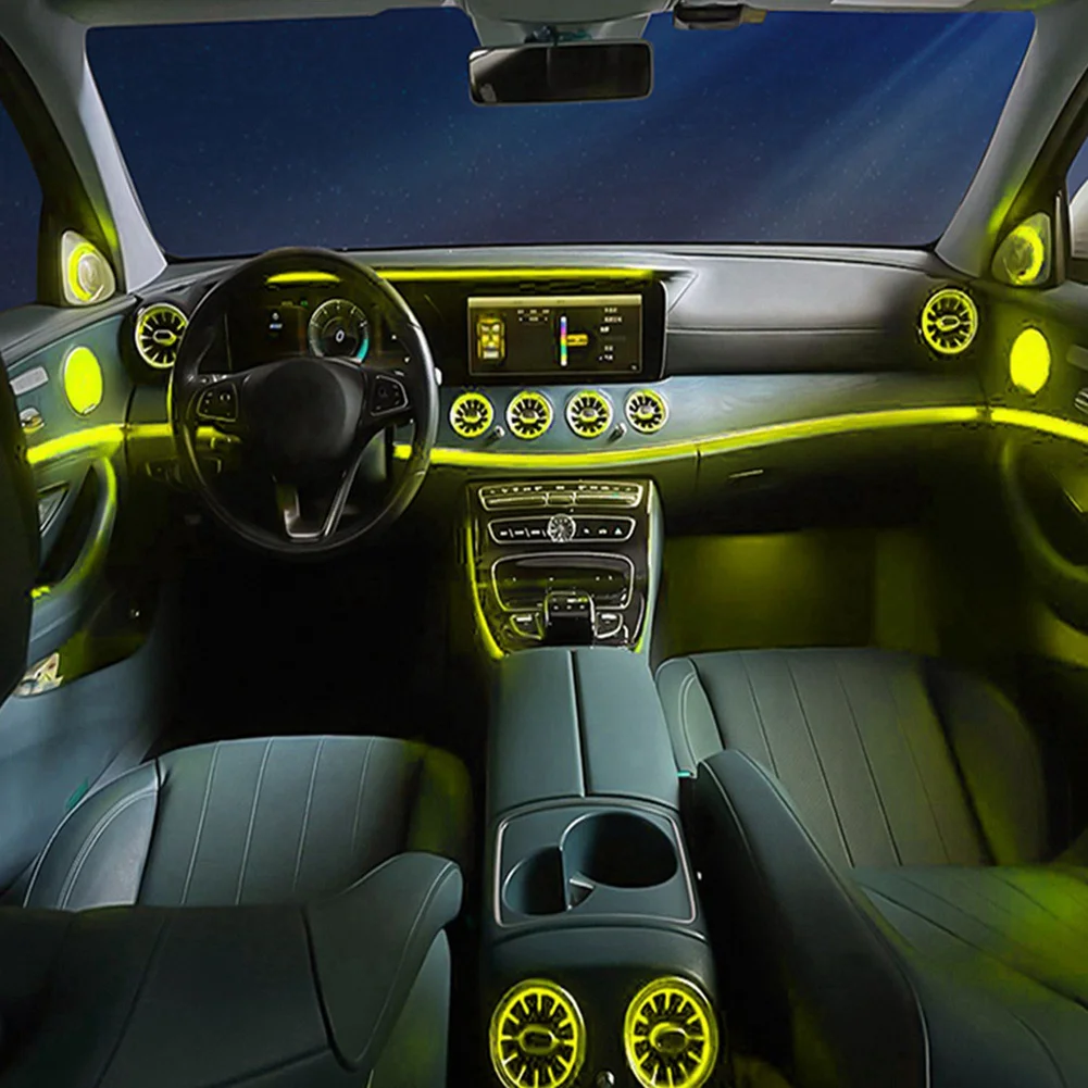 

For C-Class W205 GLC X253 15-21 64Colors Rear Air Conditioner Turbine Outlet LED Ambient Lamp Air Vent