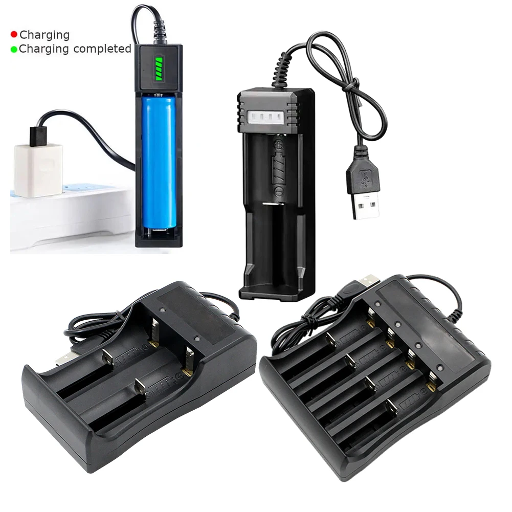 

1PCS Sinlge/Dual/Four Slot USB Smart Battery Charger For 14500 16340 10440-18650 18490 3.7V Battery Full Automatic Stop ﻿