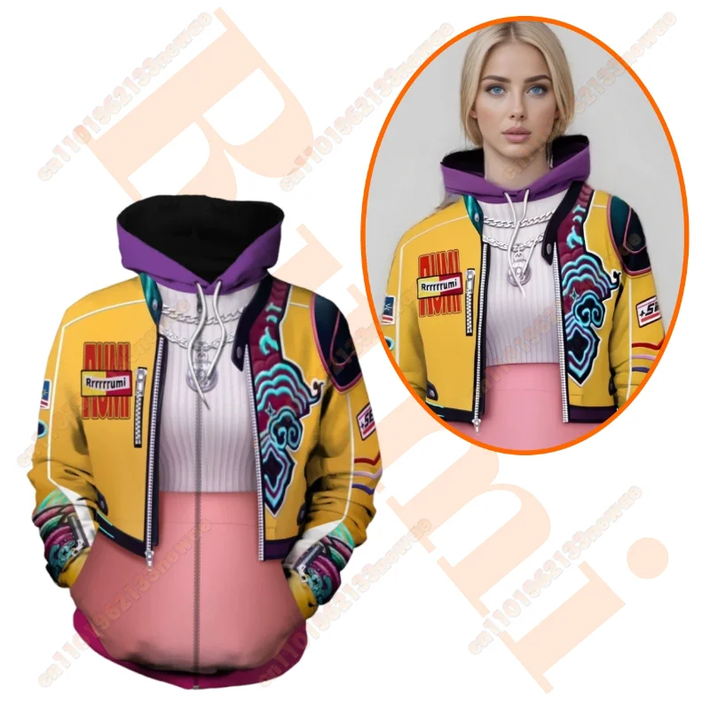 

Halloween Kpop Rumi Hunters Realistic 3D Printed Design Hoodie Outerwear for Women Cosplay Costume Small-sized Zippered Hoodie