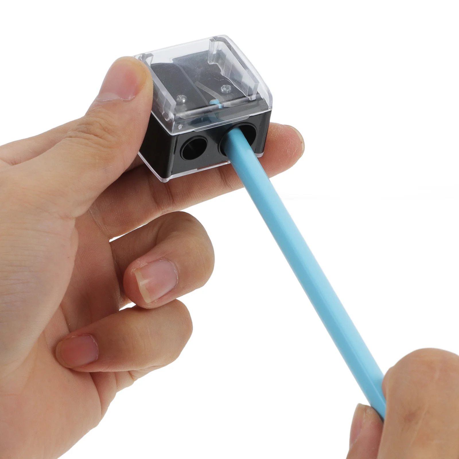 

1Pcs Portable Dual Hole Pencil Sharpener Mini Eyebrow Lip Liner Sharpener Small Size Easy Grip