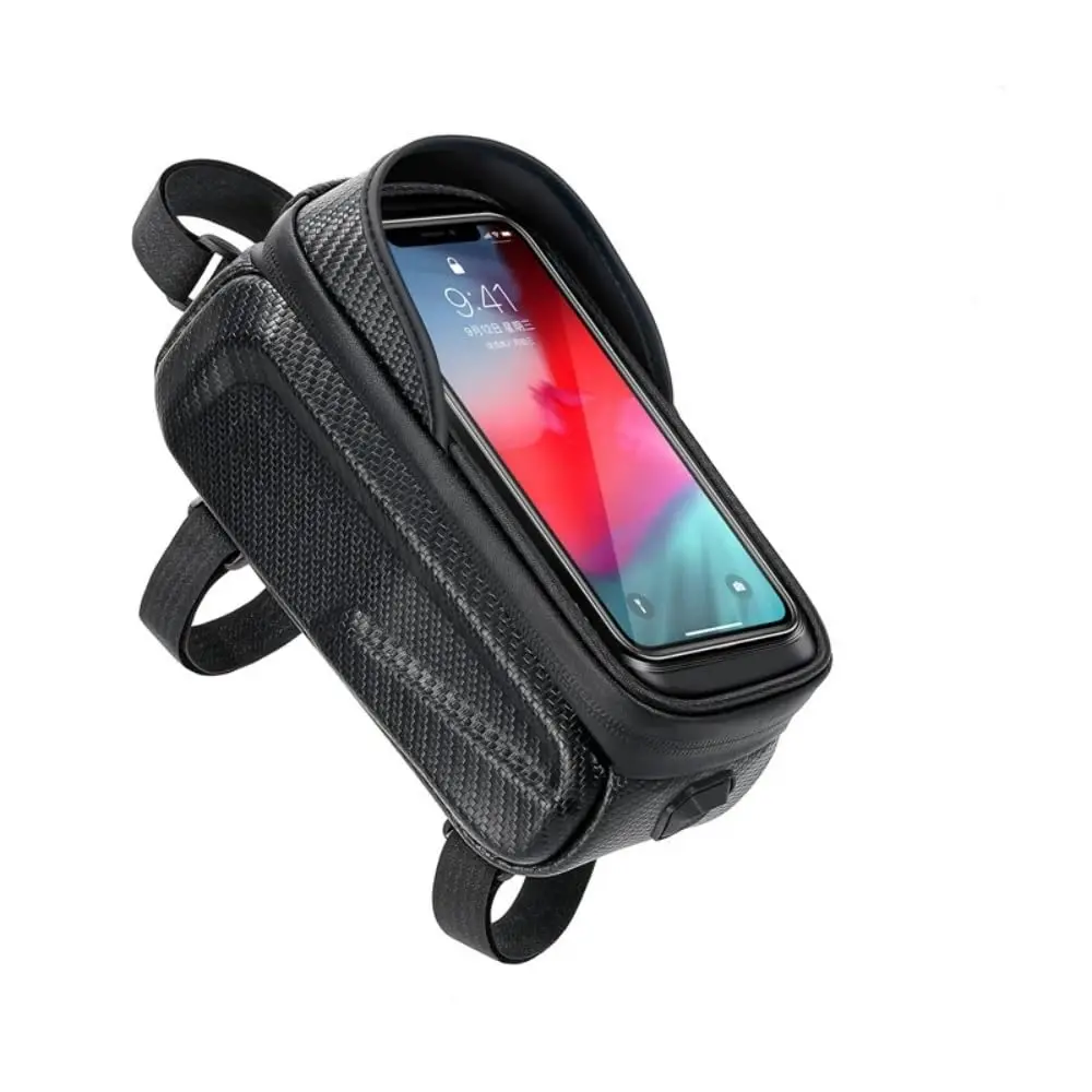 Waterproof Bike Bag Phone Front Frame Bag, EVA Bike Phone Holder Top Tube Bag Handlebar Bags, Compatible Phones Under 6.8''