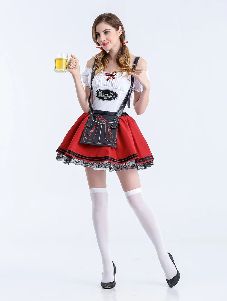 Fotografia 7: Halloween cos trajes alemão munique oktoberfest menina garçonete conjunto marrom split cerveja menina saia curta traje de cerveja promocional