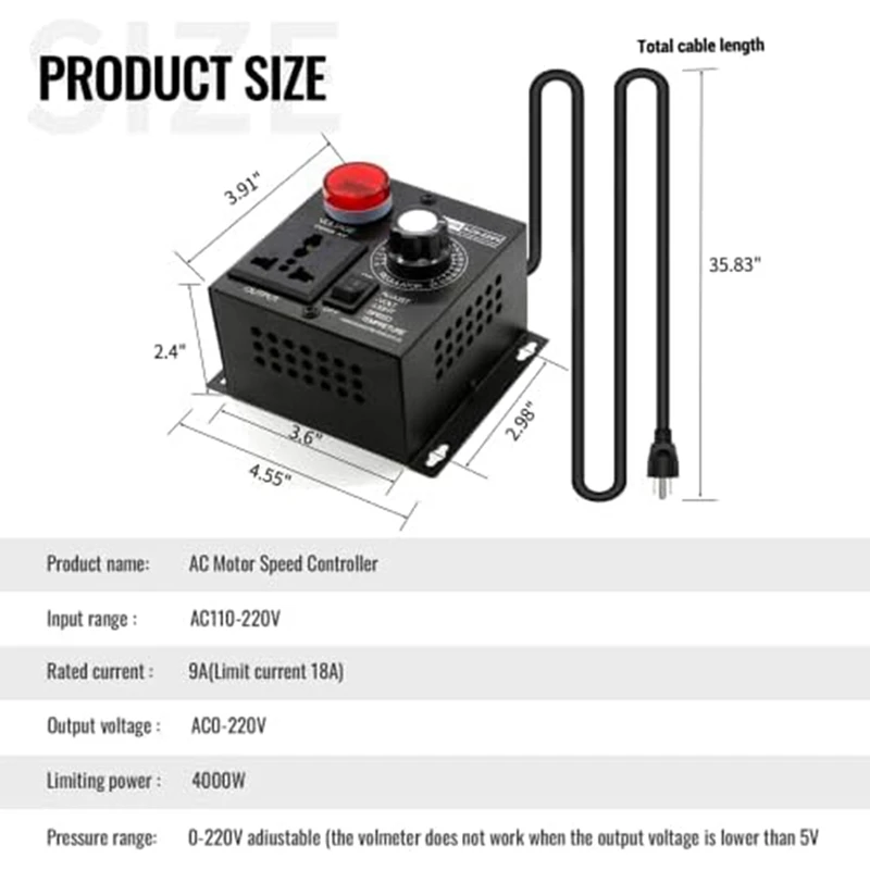 AC Motor Speed Controller 120V, Variable Speed Controller Fan Speed Controller,Motor Variable Voltage Regulator