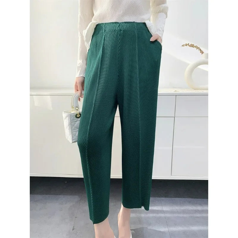 Miyake Pleated Harem Pants Loose Elastic Waist Small Foot Nine-minute Pants Fall and Winter New Comfortable and Versatile