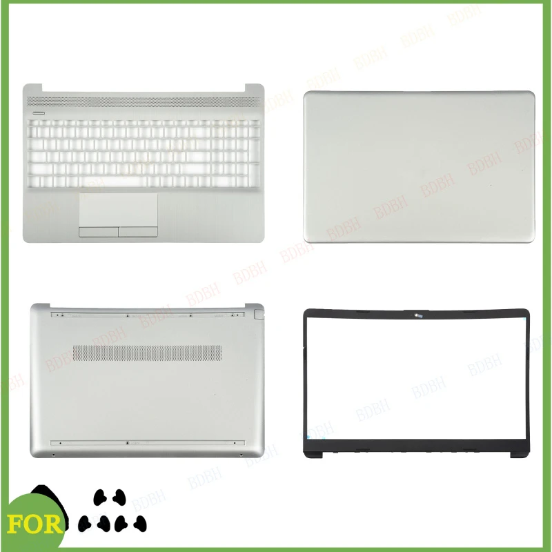 

Для HP 15-DW 15S-DU 15S-DY 15S-DR 255 G8 250 G8 TPN-C139: задняя крышка LCD/крышка для рук/нижний корпус/петли L52012-001 L52007-001, серебристый цвет