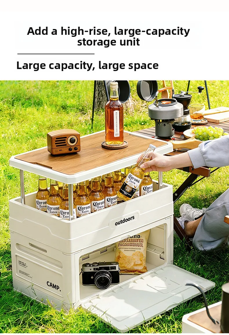 Camping Folding Storage Box Wood Lid Door Table Chair Set Car Trunk Organizer for Outdoor Halloween - view 2