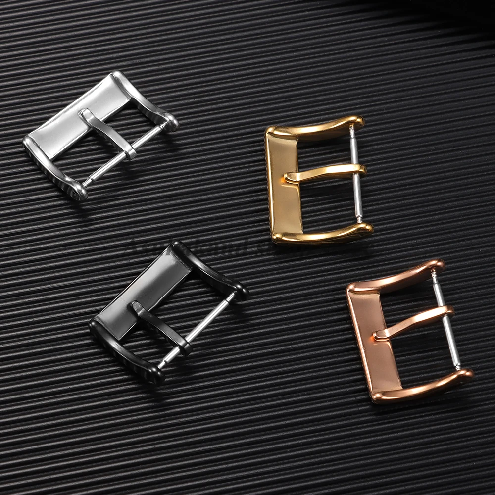 16 ミリメートル 18 ミリメートル 20 ミリメートルポリッシュステンレス鋼時計バックルピンクラスプ革シリコン時計バンドボタン交換アクセサリー