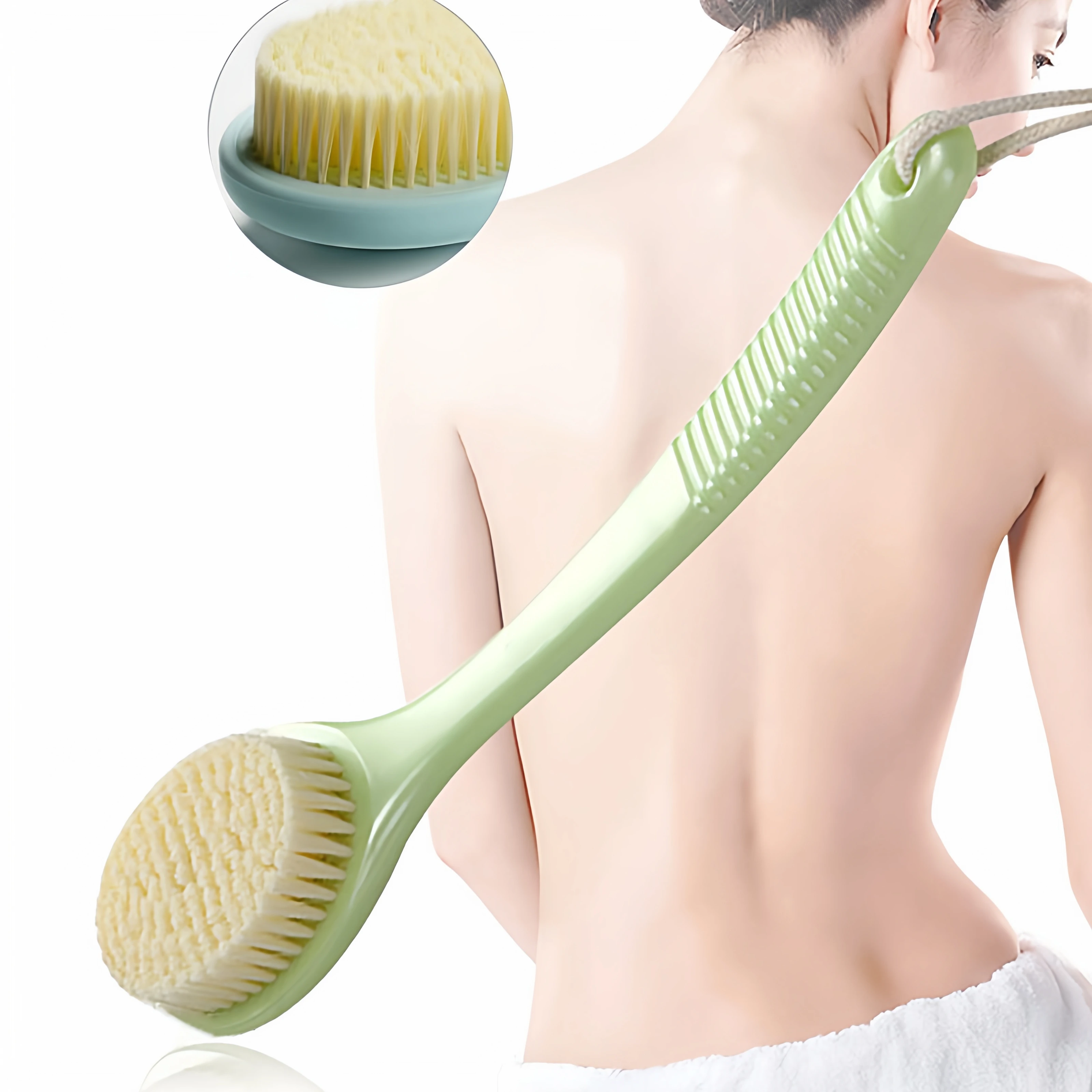 

High Quality Long Handle Bath Brush Soft Bristle Scrubbing Back Bathing Brush Personal Hygiene Cleaning Tool for Home Use