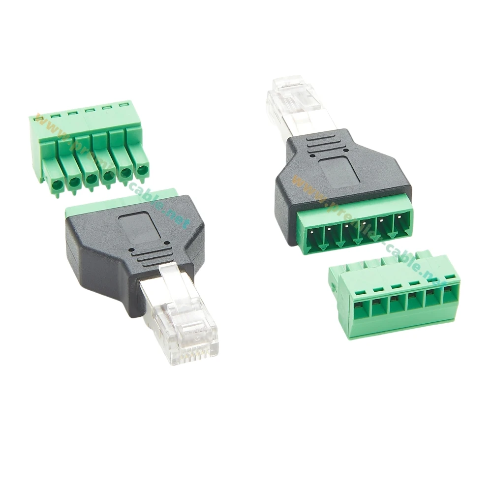 

RJ12 6P6C Male to 6Pin Screw Terminal Block Adapter RJ11/RJ12 Modular Connector Solderless Terminal Board for Cat3 Telephone