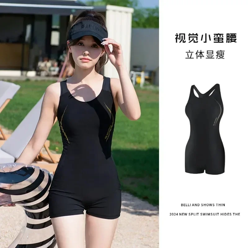 2024 New Women One-piece Swimsuit Conservative  Flat Angle Swimr Bathing Suit Fit Swimmimg Suit Hot Spring Beach Swimwear Women