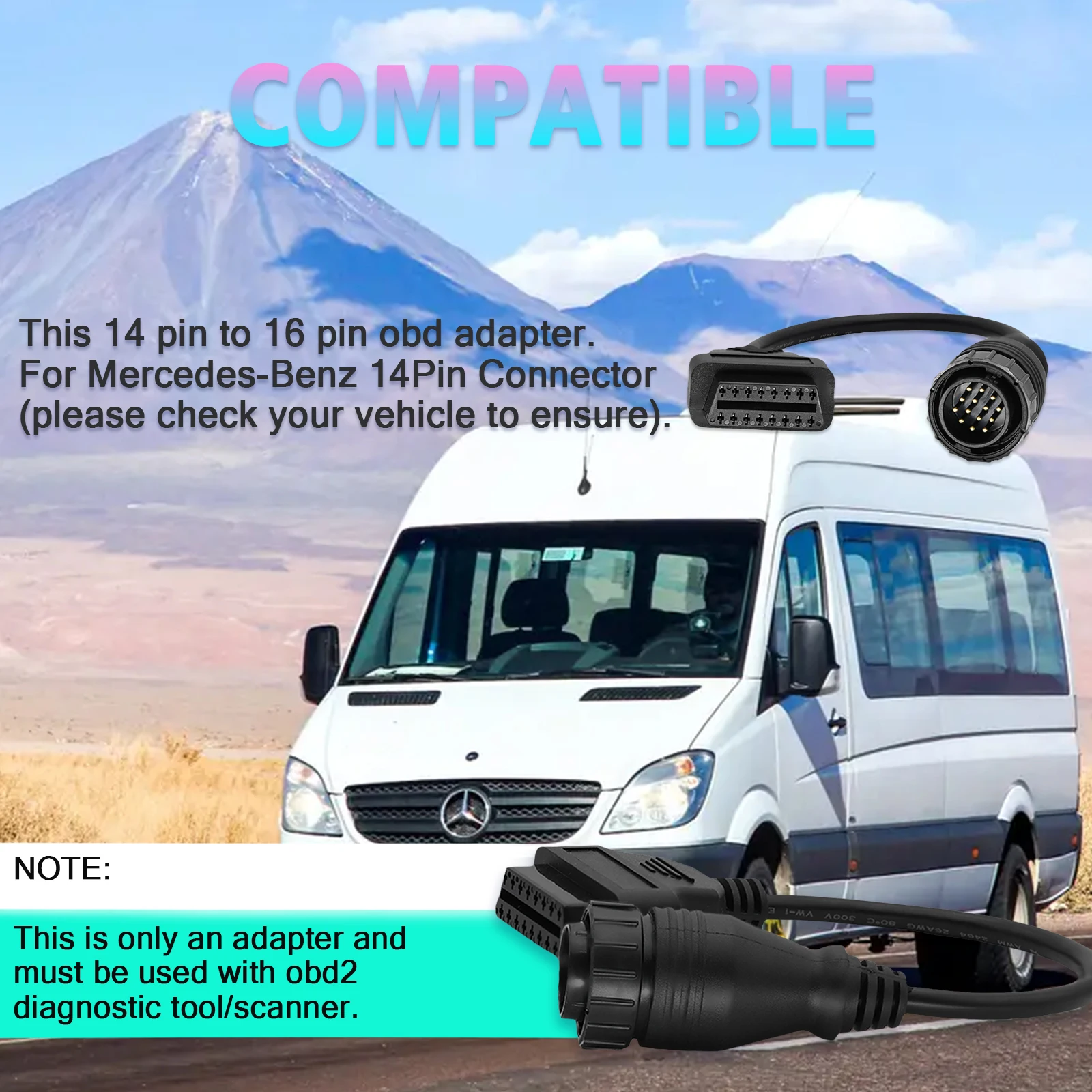 14Pin OBD Adapter für Mercedes Sprinter Actros Atego für VW LT EVE/CDI/PMS Lkw Bus Motor diagnose Stecker Kabel für Benz – Detail 6