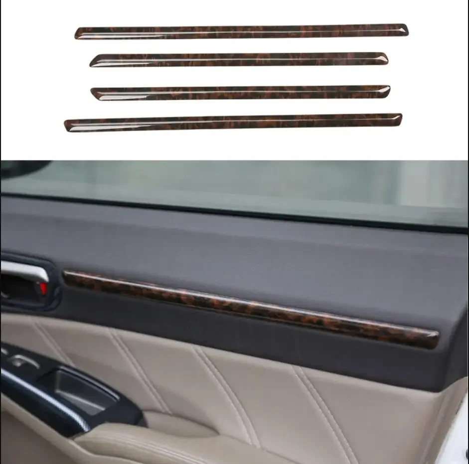 

FOR HONDA Civic 8th 2006-2011 ABS Wood grain inner door armrest trim strip 4pcs