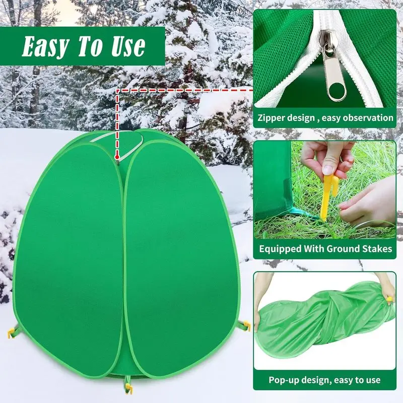 Pop-Up Plant Frost Cover, Foldable Nonwoven Garden Tent with Steel Wire Frame for Shrubs, Vegetables and Potted Plant Protection