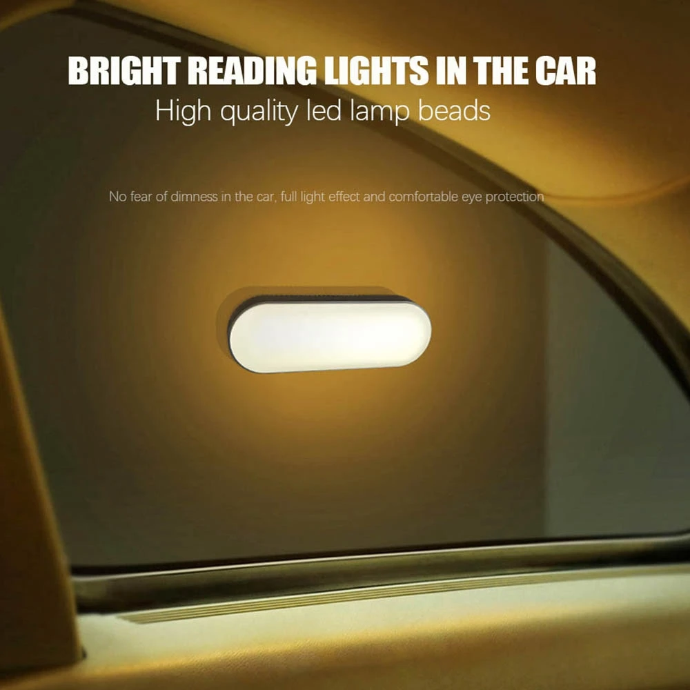 Car Interior Reading Light Rechargeable USB Magnetic Night Light RGB 24 Color Remote Atmosphere LED Ceiling Lamp