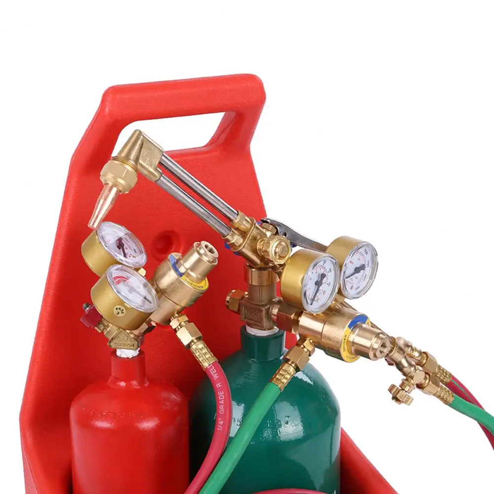Long Pipe Brass Nozzle Welding Torch Kit with Gauge Oxygen Acetylene Brass Nozzle Cutting Torch Kit Soldering Equipment