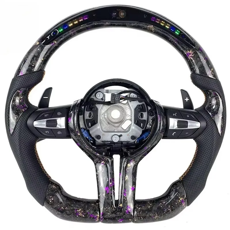 High Quality  Leather & Carbon Fiber Steering Wheel for Model 3/Y Car Interior Parts view 6
