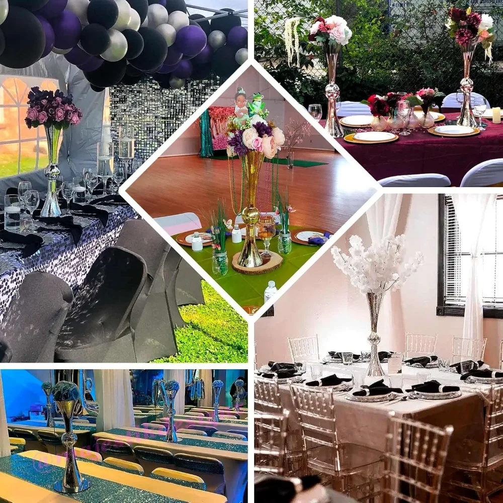 مزهريات بوق شفافة قابلة للعكس مكونة من 24 قطعة لحفلات الزفاف - مجموعة تزيين أنيقة