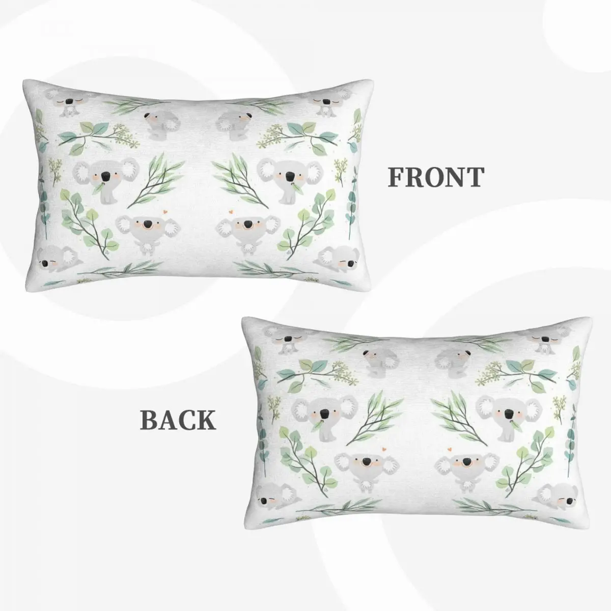 Koala And Eucalyptus Pattern Rectangle Pillowcase Cushion Cover Decor Bedroom Bed Home Comfort Throw Pillow
