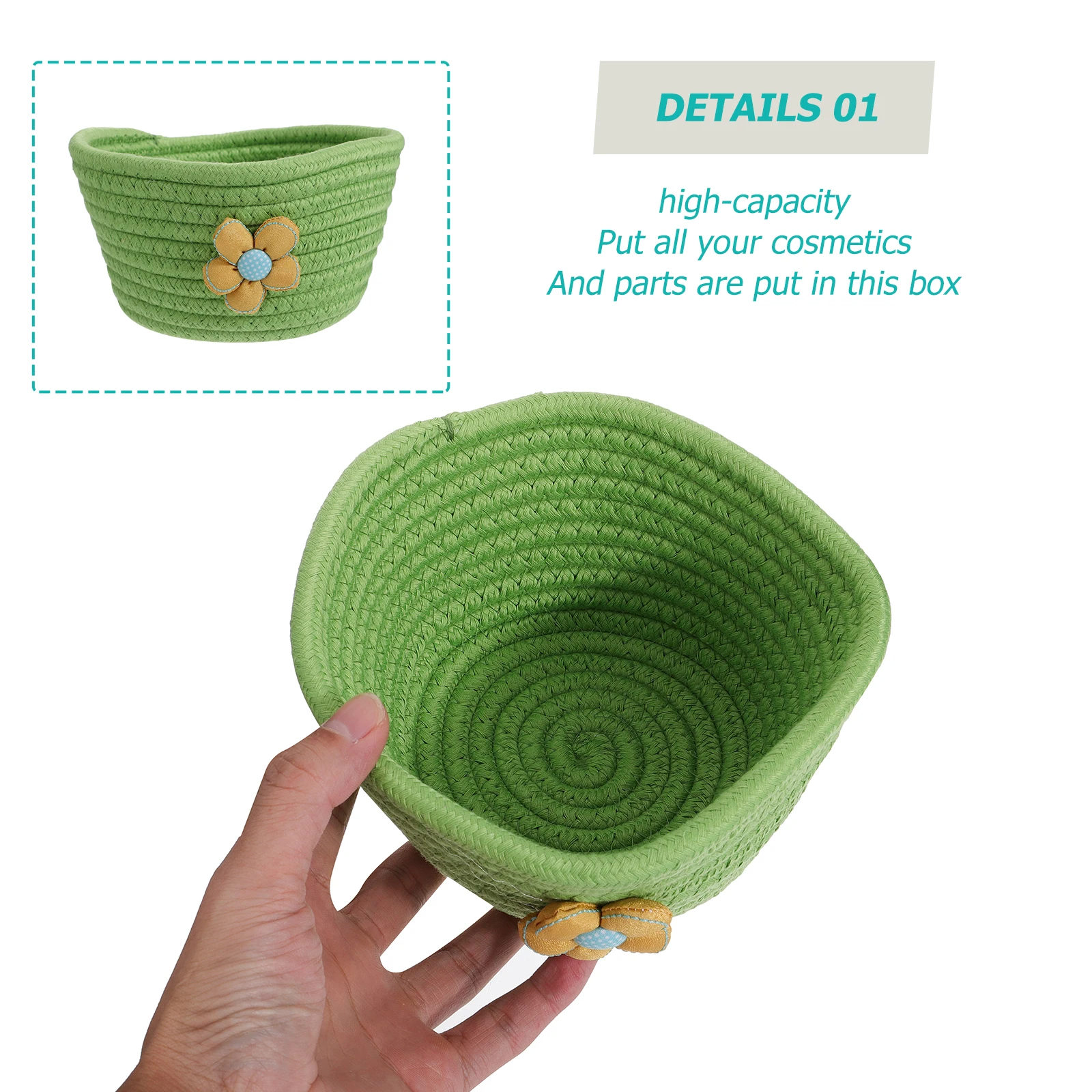 

Desktop Storage Basket Kitchen Multifunctional Baskets Bins Box Green Woven Office