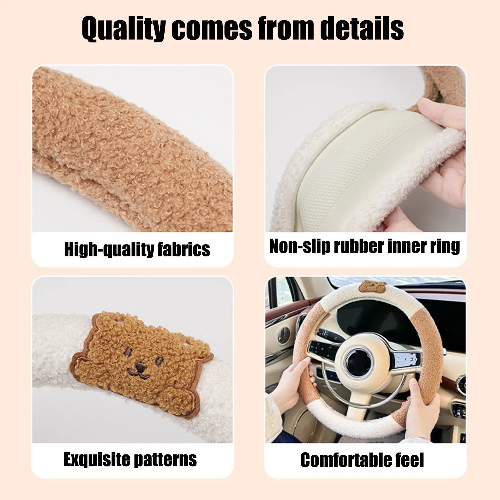 

Steering Wheel Cover 15 Inch Lamb Wool Auto Handle Decor With Cute Animal Design Car Steering Wheel Cover For Women For