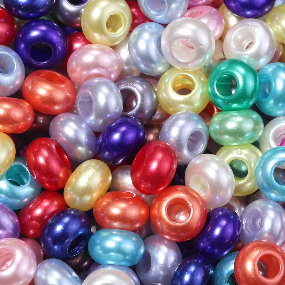 30 Stück/Set Großloch-Imitationsperlen aus Acryl, bunte lose Abstandsperlen für Schmuckherstellung, DIY-Armband- und Halskettenzubehör – Detail 7