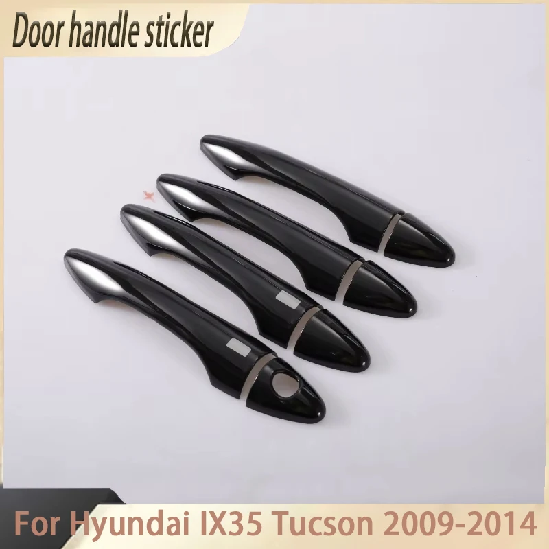 For Hyundai IX35 Tucson 2009-2014 Glossy Black Carbon Fiber Chrome Car Door Handle Cover Trim Sticker Styling Auto Accessories