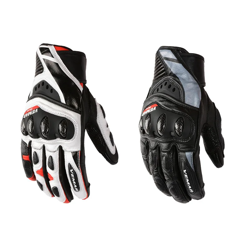 Motorcycle Gloves Full Finger Cowhide Riding Carbon Fiber Shell Racing Protective Shockproof Wear Resistant for Motorcycle
