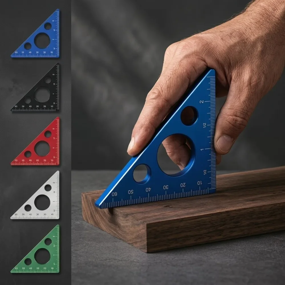 Aluminum Alloy Woodworking Triangle Ruler 45/90 Degree Metric/American system dual scale Woodworking Right Angle Ruler