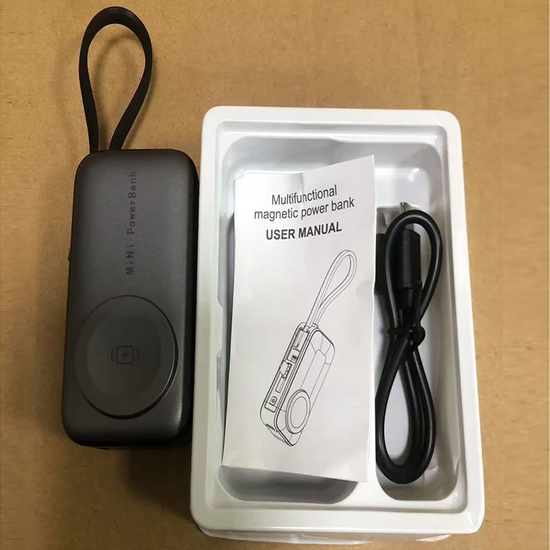 Pocket Power Bank Portable Fast Charge Type C External Battery for iPhone Watch Samsung Xiaomi With Cable Quick Charge Powerbank