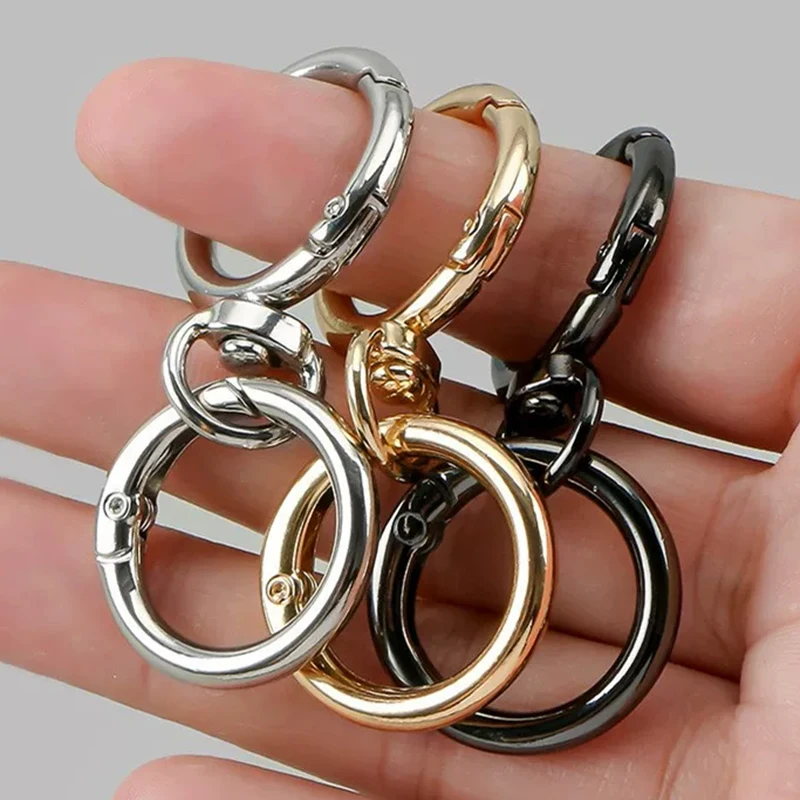 1/20set O Round Spring Snap Carabiner Clip O Rings Swivel Trigger Hook Metal Clasps Keychain for Handbag Lanyards DIY Crafts