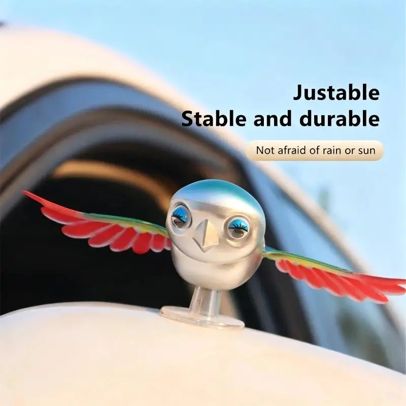 New Simulated Flying Bird Car Ornament Wing Can Swing Wind-Powered Bird In Flight Decor Car Moto Bicycle Decoration