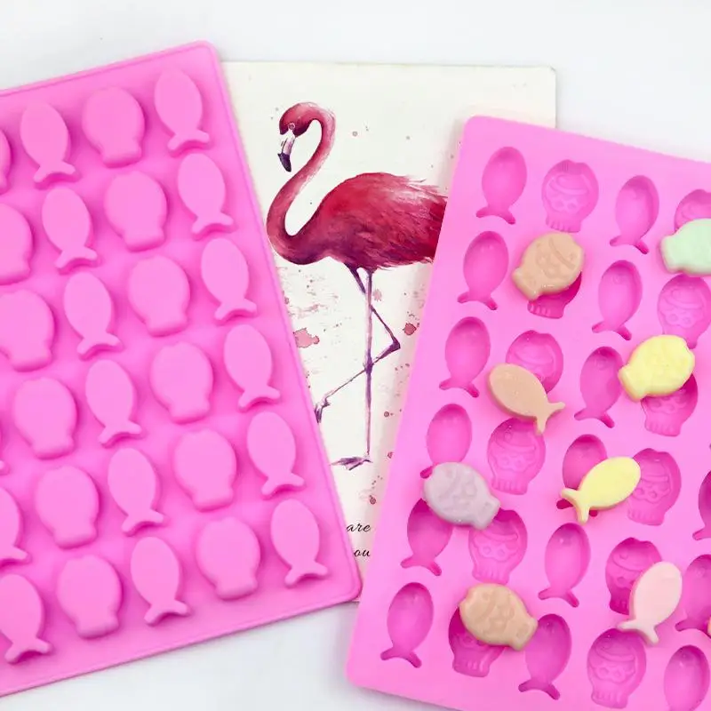 36 Compartment Mini Fish Shape Silicone Mold DIY Chocolate Gummy Baking Mould Ice Tray Food Safe Kitchen Supplies