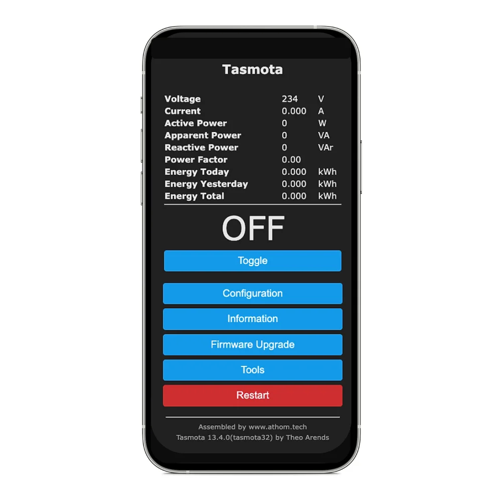IoTorero Tasmota Matter MQTT Mini Relay ESP32C3 Consumption Monitoring 16A Works With Home Assistant