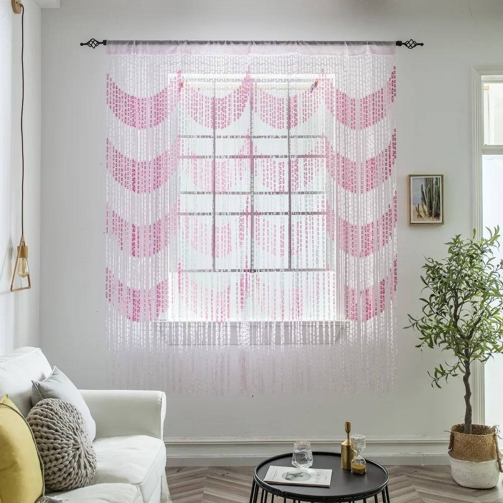 1pcs/2pcs Premium Pink Wave Curtain - Elegant Decorative Curtain for Living Room Partition/Bedroom Door/Wedding Decor