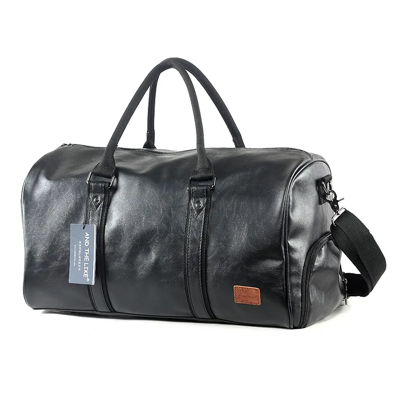 Borsa da viaggio in pelle PU da uomo di moda borsa da viaggio con borsone di grande capacità borsa da palestra per Fitness maschile borsa a tracolla alla moda