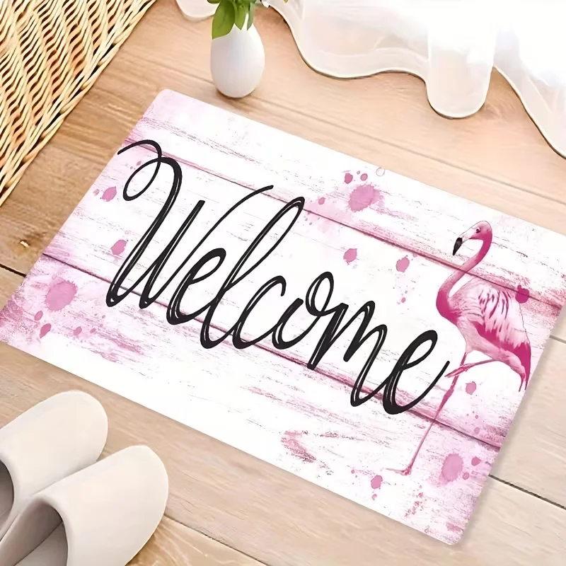 Flamingo Welcome Mat Anti Slip Pink Flamingo Suitable Foyer Bathroom Bedroom Living Room Camping and Yoga Flamingo Decoration