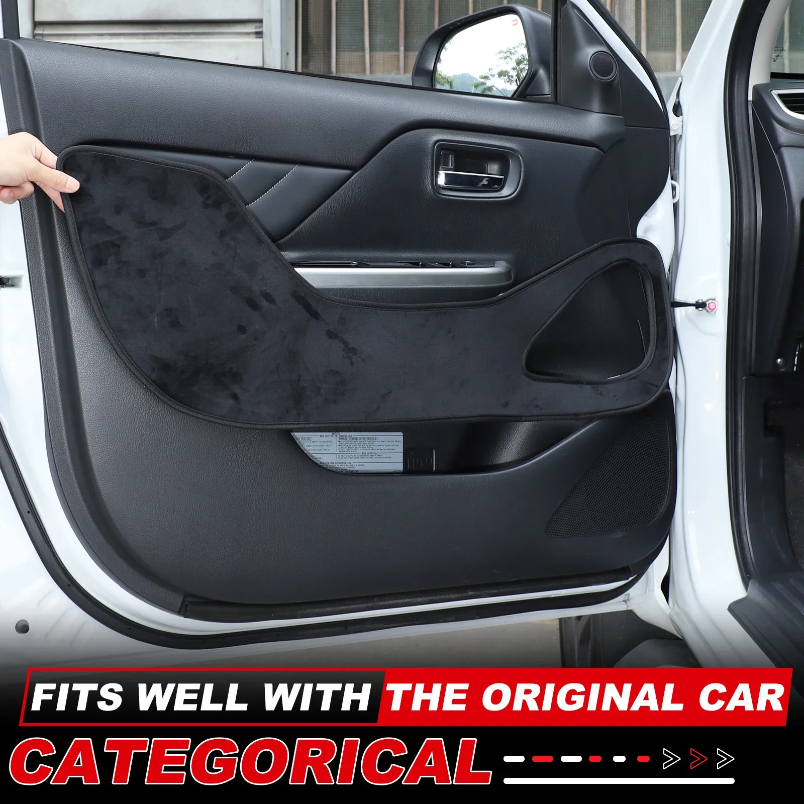 4 Uds. Embellecedor antisuciedad de gamuza negra para puerta de coche Mitsubishi Triton L200 2019-2023 accesorios de almohadilla de protección de Panel inferior de puerta