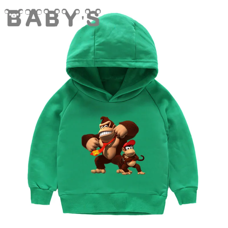 Hot Sale Donkey Kong Country Print Kids Hoodies Monkey Boys Girls Sweatshirts Autumn Children Clothes Cotton Baby Tops,KMT5221 image 3