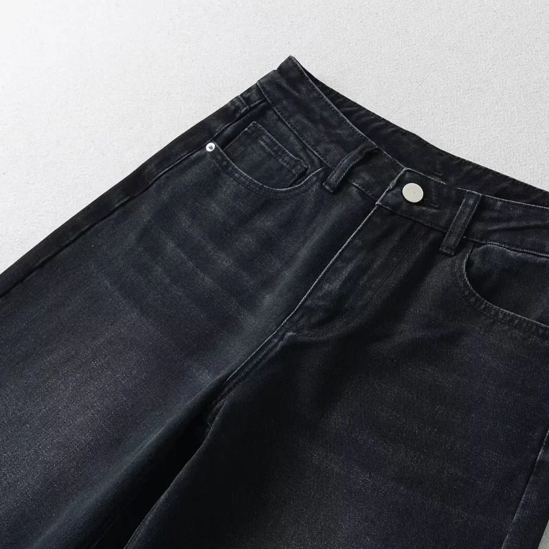 Ladies Comfy Relaxtion Loose Flare Jeans Low Waist Full Length Women\'s Wide Leg Denim Pants Baggy Pants High Street Women Jeans