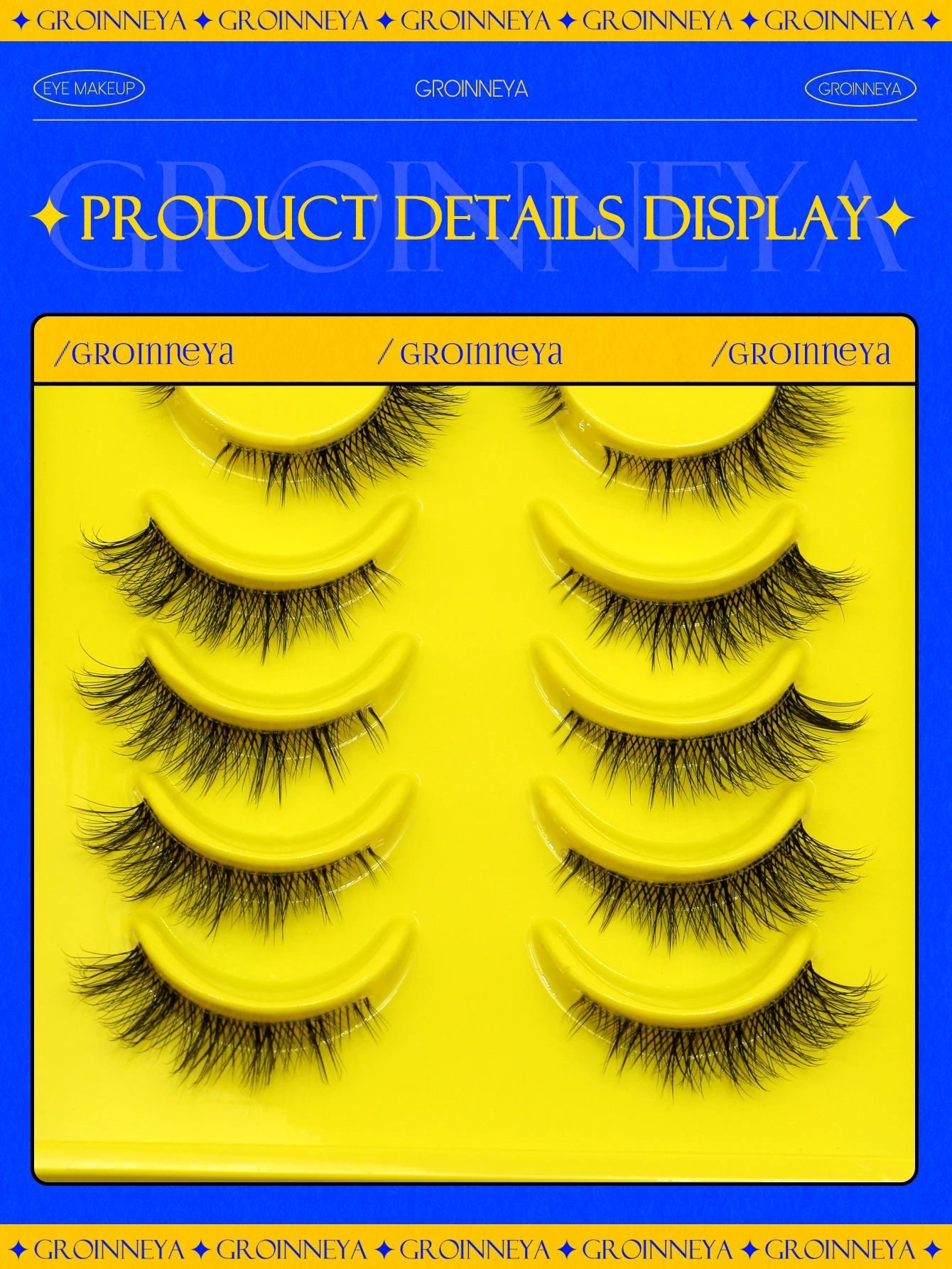 Veltrinay Cat Lashes Fake Lashes Natural 3D Cat Eye Lashes Natural Fine Plastic Clear Stem False Eyelash Newbie Friend Makeup