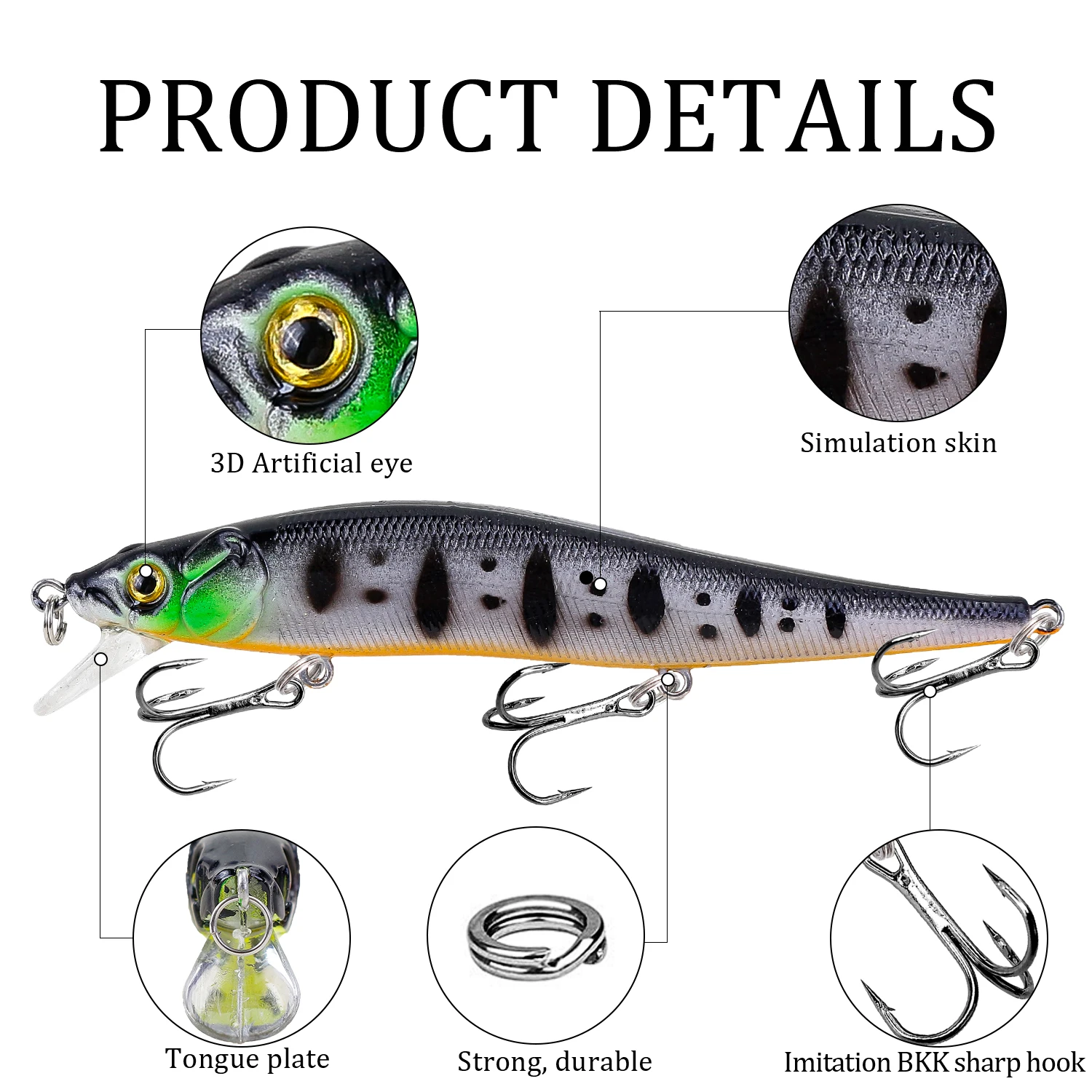 1Pcs Fishing Lure 115mm/14g Minnow Crankbait Wobblers 3D Eyes Perch Artificial Bait Pike Carp Bait Swim Bait Fishing Pesca