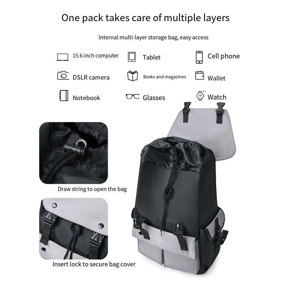 حقائب ظهر قابلة للطي ذات علامة تجارية عصرية، حقائب كاجوال خارجية ذات سعة كبيرة، حقائب سفر قصيرة، حقائب مدرسية للطلاب من الجنسين، حقائب كمبيوتر محمول